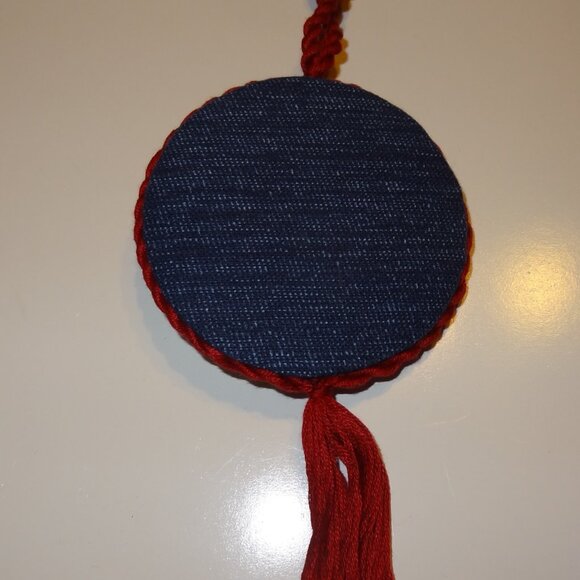 Old World Santa Christmas Tasseled ornament Finished Cross Stitched 6" New - Picture 3 of 5